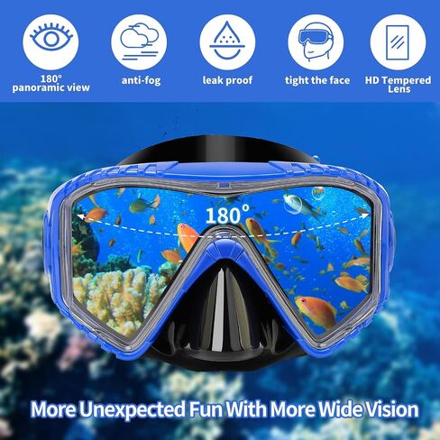 Diving Mask, Snorkel Mask for Adults, Scuba Diving Half Mask, Swimming Goggles with Anti-Fog Impact-Resistant Lens, Waterproof Silicone Nose Cover in Saudi Arabia