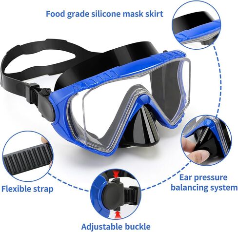 Diving Mask, Snorkel Mask for Adults, Scuba Diving Half Mask, Swimming Goggles with Anti-Fog Impact-Resistant Lens, Waterproof Silicone Nose Cover in Saudi Arabia