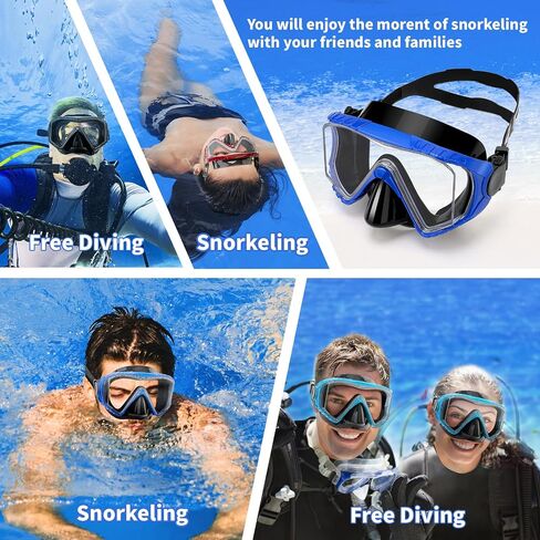 Diving Mask, Snorkel Mask for Adults, Scuba Diving Half Mask, Swimming Goggles with Anti-Fog Impact-Resistant Lens, Waterproof Silicone Nose Cover in Saudi Arabia