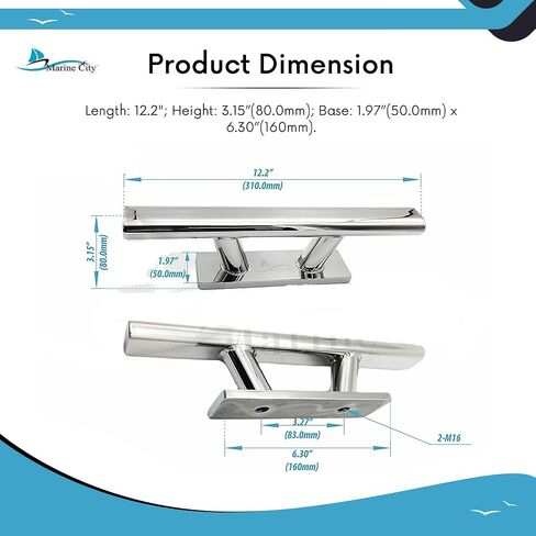 MARINE CITY 316 Stainless Steel Heavy Duty 12 Inches Stylish Mooring Bollard Cleat MC79155063-1 in Saudi Arabia