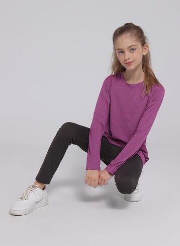 5 Pack: Youth Girls Long Sleeve Shirts Dry Fit Athletic T-Shirts Soft Active Performance Tees Tops for Kids Teens in Saudi Arabia