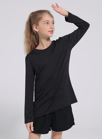 5 Pack: Youth Girls Long Sleeve Shirts Dry Fit Athletic T-Shirts Soft Active Performance Tees Tops for Kids Teens in Saudi Arabia