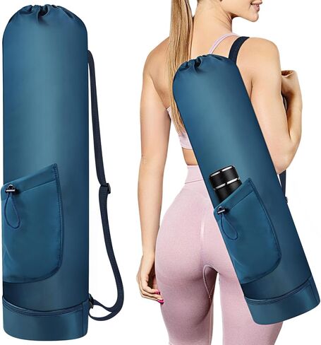 Yoga Mat Bag with Water Bottle, Full Zip Yoga Mat Carrier Adjustable Strap Yoga Mat Holder with Pocket Waterproof Yoga Bags for Women Men in Saudi Arabia