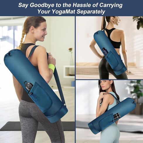 Yoga Mat Bag with Water Bottle, Full Zip Yoga Mat Carrier Adjustable Strap Yoga Mat Holder with Pocket Waterproof Yoga Bags for Women Men in Saudi Arabia