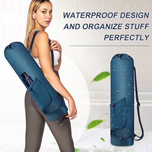 Yoga Mat Bag with Water Bottle, Full Zip Yoga Mat Carrier Adjustable Strap Yoga Mat Holder with Pocket Waterproof Yoga Bags for Women Men in Saudi Arabia