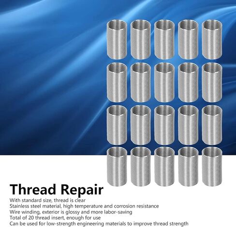 20Pcs Thread Repair Kits M14 x 1.25 Thread Repair Spiral Circle Insert Reducer Nut Threaded Expand Socket Set(1.5D) in Saudi Arabia