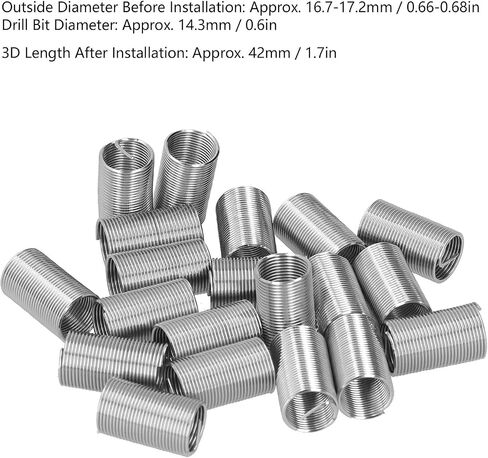 20Pcs Thread Repair Kits M14 x 1.25 Thread Repair Spiral Circle Insert Reducer Nut Threaded Expand Socket Set(1.5D) in Saudi Arabia