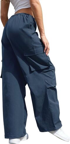 Cargo Pants Women Low Waisted Parachute Pants with Pockets Loose Baggy Hiking Pants Y2K Clothes in Saudi Arabia