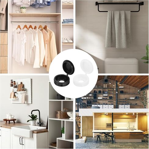 uxcell 200Pcs Screw Cover Caps, Plastic Hinged Screw Covers, Snap Washer Covers Screw Caps for Furniture and Walls, Black/White in Saudi Arabia