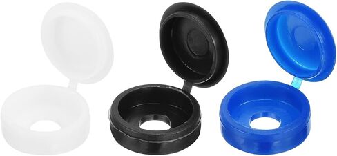 uxcell 210Pcs Screw Cover Caps, Plastic Hinged Screw Covers, Snap Washer Covers Screw Caps for Furniture and Walls, Blue/Coffee/Grey in Saudi Arabia