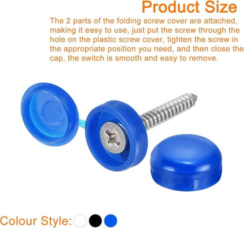 uxcell 210Pcs Screw Cover Caps, Plastic Hinged Screw Covers, Snap Washer Covers Screw Caps for Furniture and Walls, Blue/Coffee/Grey in Saudi Arabia