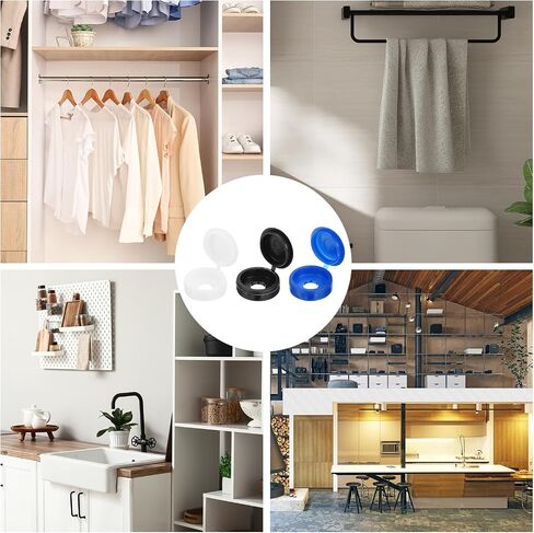 uxcell 210Pcs Screw Cover Caps, Plastic Hinged Screw Covers, Snap Washer Covers Screw Caps for Furniture and Walls, Blue/Coffee/Grey in Saudi Arabia