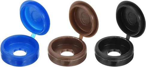 uxcell 210Pcs Screw Cover Caps, Plastic Hinged Screw Covers, Snap Washer Covers Screw Caps for Furniture and Walls, Blue/Coffee/Grey in Saudi Arabia