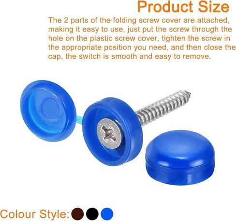 uxcell 210Pcs Screw Cover Caps, Plastic Hinged Screw Covers, Snap Washer Covers Screw Caps for Furniture and Walls, Blue/Coffee/Grey in Saudi Arabia