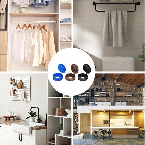 uxcell 210Pcs Screw Cover Caps, Plastic Hinged Screw Covers, Snap Washer Covers Screw Caps for Furniture and Walls, Blue/Coffee/Grey in Saudi Arabia