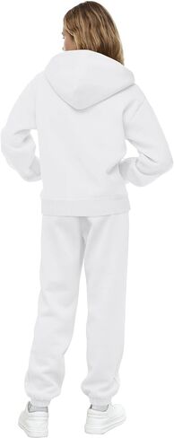 Saloogoe Sweatsuits Women 2 Piece Outfits 2024 Fall Fleece Sweatshirt Sets Zip Up Hoodie Sets Travel Lounge Sets in Kuwait