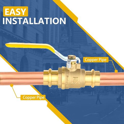 1/2-Inch Press X Press Ball Valve for Copper Tubing,Brass Full Port Water Stop Shut Off Ball Valve,1/4 Turn with EPDM O-ring(Pack of 5) in Saudi Arabia