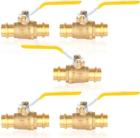 1/2-Inch Press X Press Ball Valve for Copper Tubing,Brass Full Port Water Stop Shut Off Ball Valve,1/4 Turn with EPDM O-ring(Pack of 5) in Saudi Arabia