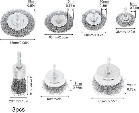 9 قطع فرشاة سلكية لمجموعة المثقاب، ساق سداسية 1/4 بوصة، 0.012 بوصة من الكربون الخشن السرعة القصوى 4500 دورة في الدقيقة من الفولاذ 7 أحجام ملحق فرشاة سلك الحفر لإزالة الطلاء والصدأ in Kuwait