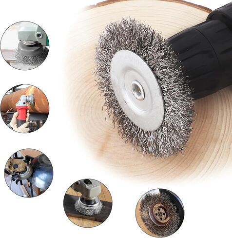 9 قطع فرشاة سلكية لمجموعة المثقاب، ساق سداسية 1/4 بوصة، 0.012 بوصة من الكربون الخشن السرعة القصوى 4500 دورة في الدقيقة من الفولاذ 7 أحجام ملحق فرشاة سلك الحفر لإزالة الطلاء والصدأ in Kuwait