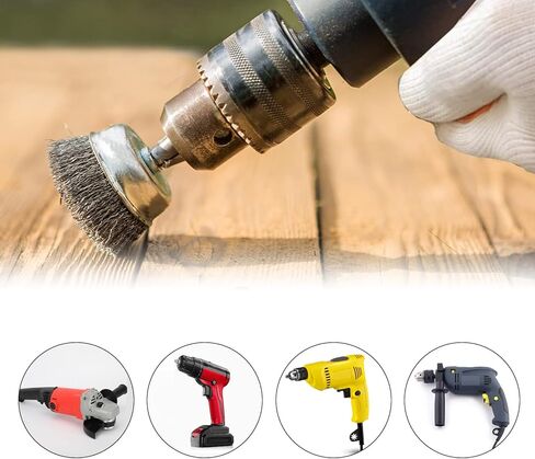 9 قطع فرشاة سلكية لمجموعة المثقاب، ساق سداسية 1/4 بوصة، 0.012 بوصة من الكربون الخشن السرعة القصوى 4500 دورة في الدقيقة من الفولاذ 7 أحجام ملحق فرشاة سلك الحفر لإزالة الطلاء والصدأ in Kuwait