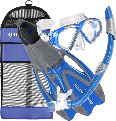 OutdoorMaster x U.S. Divers Cozumel DX معدات الغطس للسفر للبالغين مع قناع مضاد للضباب، أنبوب تنفس علوي جاف، وزعانف وحقيبة معدات للغوص والغطس والسباحة in Saudi Arabia