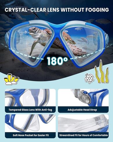 OutdoorMaster x U.S. Divers Cozumel DX معدات الغطس للسفر للبالغين مع قناع مضاد للضباب، أنبوب تنفس علوي جاف، وزعانف وحقيبة معدات للغوص والغطس والسباحة in Saudi Arabia