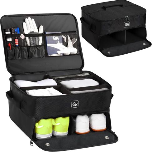 Odor-Absorbing 2-Layer Large Golf Trunk Organizer with Activated Carbon Fabric - Water-Resistant Golf Shoe Bag for Shoes Balls Tees Clothes Gloves Golf Accessories, Fathers Day Dad Gifts for Men in Saudi Arabia