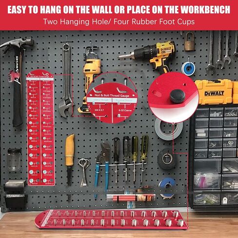 28 Thread Checker, Bolt and Nut Identifier Gauge | Measures #6 to ½" & 4mm to 14mm | 14 Standard and 14 Metric Bolt and Screw Size Thread Gauge with Aluminum Board and SUS 304 Bolt (Black, 1#) in Saudi Arabia