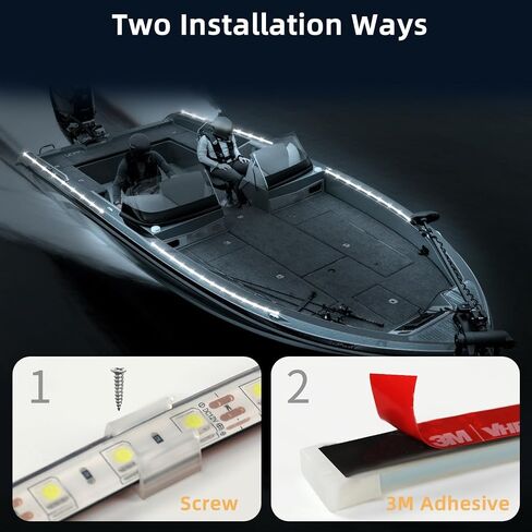 أضواء شريطية LED غاطسة للقوارب البحرية، 4 قطع 20 بوصة 12 فولت أضواء داخلية فائقة السطوع للقارب، IP68 مقاومة للماء أضواء شريطية LED بحرية ليلية للصيد للقوارب، قوارب الكاياك (أبيض) in Kuwait