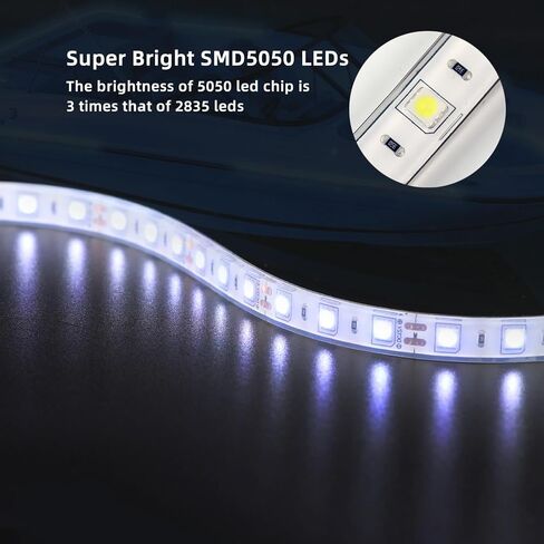 أضواء شريطية LED غاطسة للقوارب البحرية، 4 قطع 20 بوصة 12 فولت أضواء داخلية فائقة السطوع للقارب، IP68 مقاومة للماء أضواء شريطية LED بحرية ليلية للصيد للقوارب، قوارب الكاياك (أبيض) in Kuwait