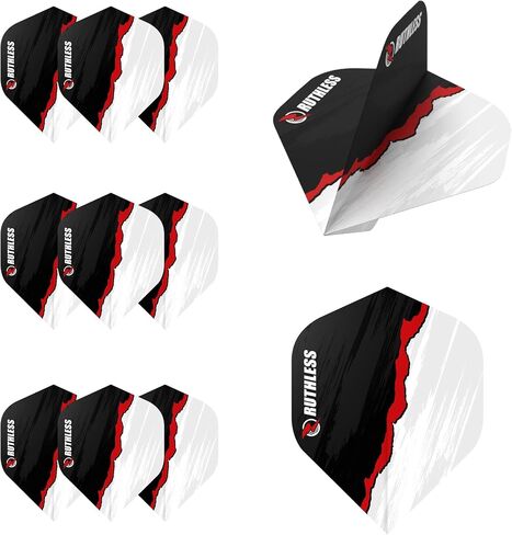RUTHLESS Dart Flights | Premium 100 Micron Standard Number 2 Shape Rip Torn Design, Red, White, Blue, Black, Multiple Pack Sizes in Saudi Arabia