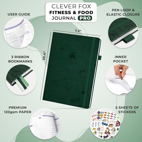 Clever Fox Fitness & Food Journal PRO – Daily Workout & Meal Planner for Women & Men – Exercise & Weight Loss Diary Notebook, 7.3x10.4" (Dark Teal) in Saudi Arabia