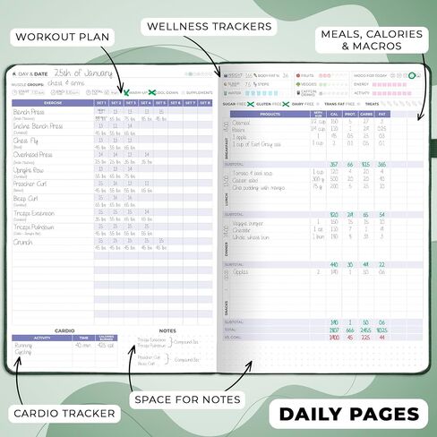 Clever Fox Fitness & Food Journal PRO – Daily Workout & Meal Planner for Women & Men – Exercise & Weight Loss Diary Notebook, 7.3x10.4" (Dark Teal) in Saudi Arabia