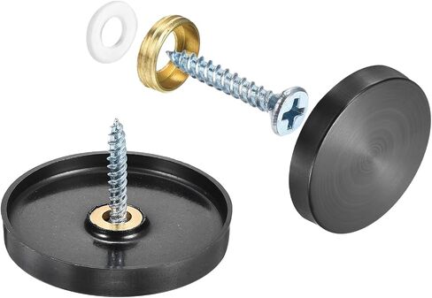 uxcell 16 Pcs Screw Covers Caps, 304 Stainless Steel Mirror Screws Decorative Caps Cover Nails, Mirror Screws Fasteners for Sign Advertising Hardware Construction, 16mm Diameter, Black in Saudi Arabia