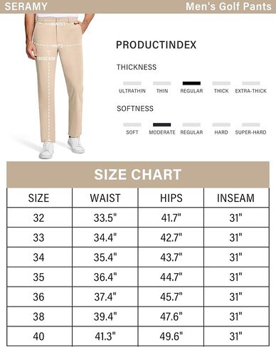 Mens Golf Pants 31" Inseam Stretch Slim Fit Dress Work Casual Pants Quick Dry Lightweight with 5 Pockets in Saudi Arabia