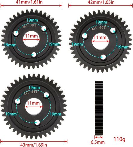 DKKY M1 Spur Gear Kit لـ Traxxax Arrma Losi HPI HOBAO متوفر من 30T إلى 52T (45+46+47T) in Saudi Arabia