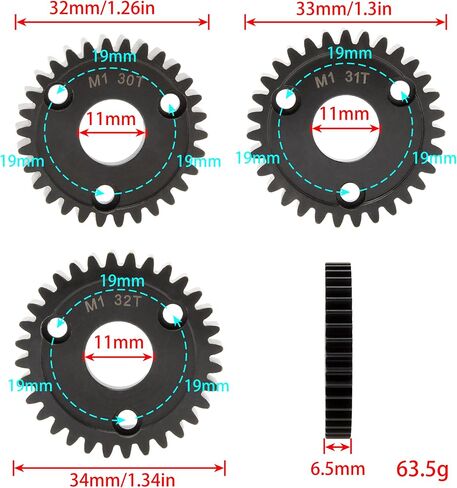 DKKY M1 Spur Gear Kit لـ Traxxax Arrma Losi HPI HOBAO متوفر من 30T إلى 52T (45+46+47T) in Saudi Arabia