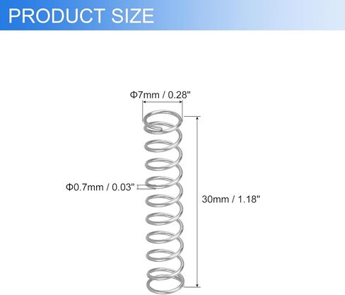 uxcell 2Pcs Compression Springs, 0.7mm Wire Diameter x 7mm OD x 30mm Length 304 Stainless Steel Extension Spring Ballpoint Pen Pressure Springs for Shop Home Repairs, Silver in Saudi Arabia