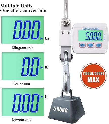 مقياس معلق رقمي من Goture، موازين رافعة 500 كجم/1100 رطل، ميزان صيد مع شاشة LED، مقياس وزن معلق عالي التحمل لصيد الأسماك، الأمتعة، الألعاب الكبيرة، المزرعة، الصيد، الصناعات، المستودعات in Kuwait