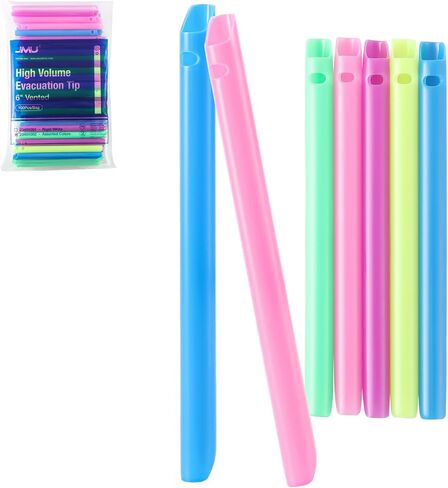 JMU High Volume Evacuator HVE Suction Tips 100pcs, Dental Disposable Vented Evacuation Aspirator Tips, Assorted Colors in Saudi Arabia
