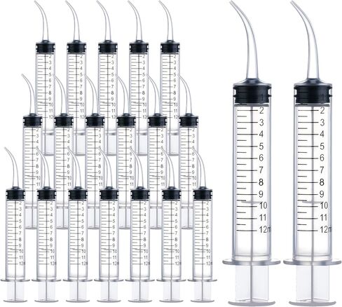 7Pack Wisdom Teeth Syringe, 12ml/cc Dental Syringe with Curved Tip & Measurement, Curved Dental Irrigation Syringe, Disposable Sealed for Dental Care, Oral Tonsil Stone, Feeding, Liquid Injection in Kuwait