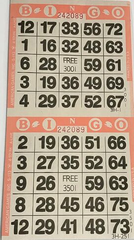 3000 Paper Bingo Cards-2 Cards per sheet-1500 Sheets [Choose Color Below] in Saudi Arabia