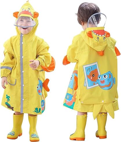Kids Raincoats Waterproof Rain Jacket Cartoon Children Toddler Rain Wear Hooded Rain Poncho Reusable Rainwear in Saudi Arabia