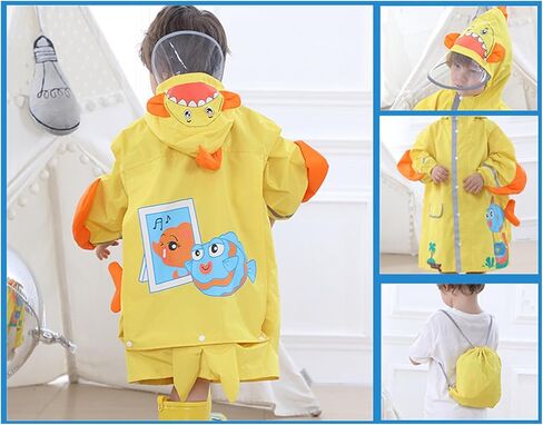 Kids Raincoats Waterproof Rain Jacket Cartoon Children Toddler Rain Wear Hooded Rain Poncho Reusable Rainwear in Saudi Arabia