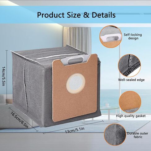 10Pcs Dust Bags Replacement Compatible with Clean X10 Pro/ X8/ X8 Pro Auto-Empty Station, Robot Vacuum Dust Bags Accessories Replacement Parts in Saudi Arabia