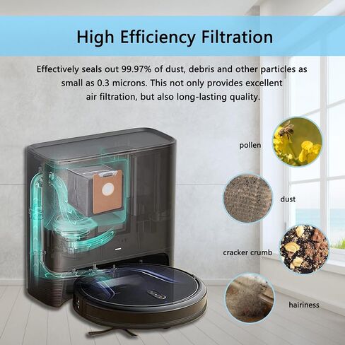 10Pcs Dust Bags Replacement Compatible with Clean X10 Pro/ X8/ X8 Pro Auto-Empty Station, Robot Vacuum Dust Bags Accessories Replacement Parts in Saudi Arabia