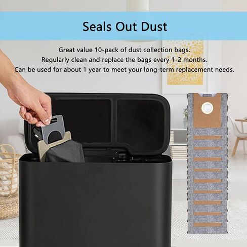 10Pcs Dust Bags Replacement Compatible with Clean X10 Pro/ X8/ X8 Pro Auto-Empty Station, Robot Vacuum Dust Bags Accessories Replacement Parts in Saudi Arabia