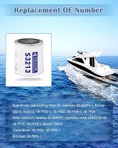 S3213 Fuel Water Separator Filter Assembly, Marine Fuel Filter Compatible with Yamaha Mercury Racor Sierra Suzuki Outboard, Replaces# S3213, 18-17928, 35-809097, 35-60494-1, 18-7932-1 in Saudi Arabia
