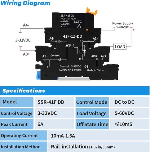 (2 قطعة) مرحل الحالة الصلبة DD 5V 12V 1.5A، مرحل الإشارة لـ PLC، لا يوجد اتصال DC إلى DC؛ الإدخال: 3-32VDC؛ الإخراج: 5-60VDC؛ سكة Din in Kuwait